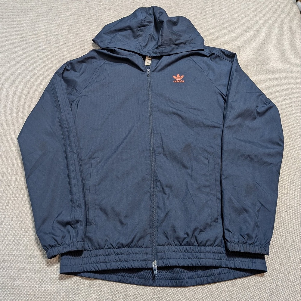 Adidas Originals Trefoil Hooded Windbreaker Men M Navy Blue Jacket GD0002